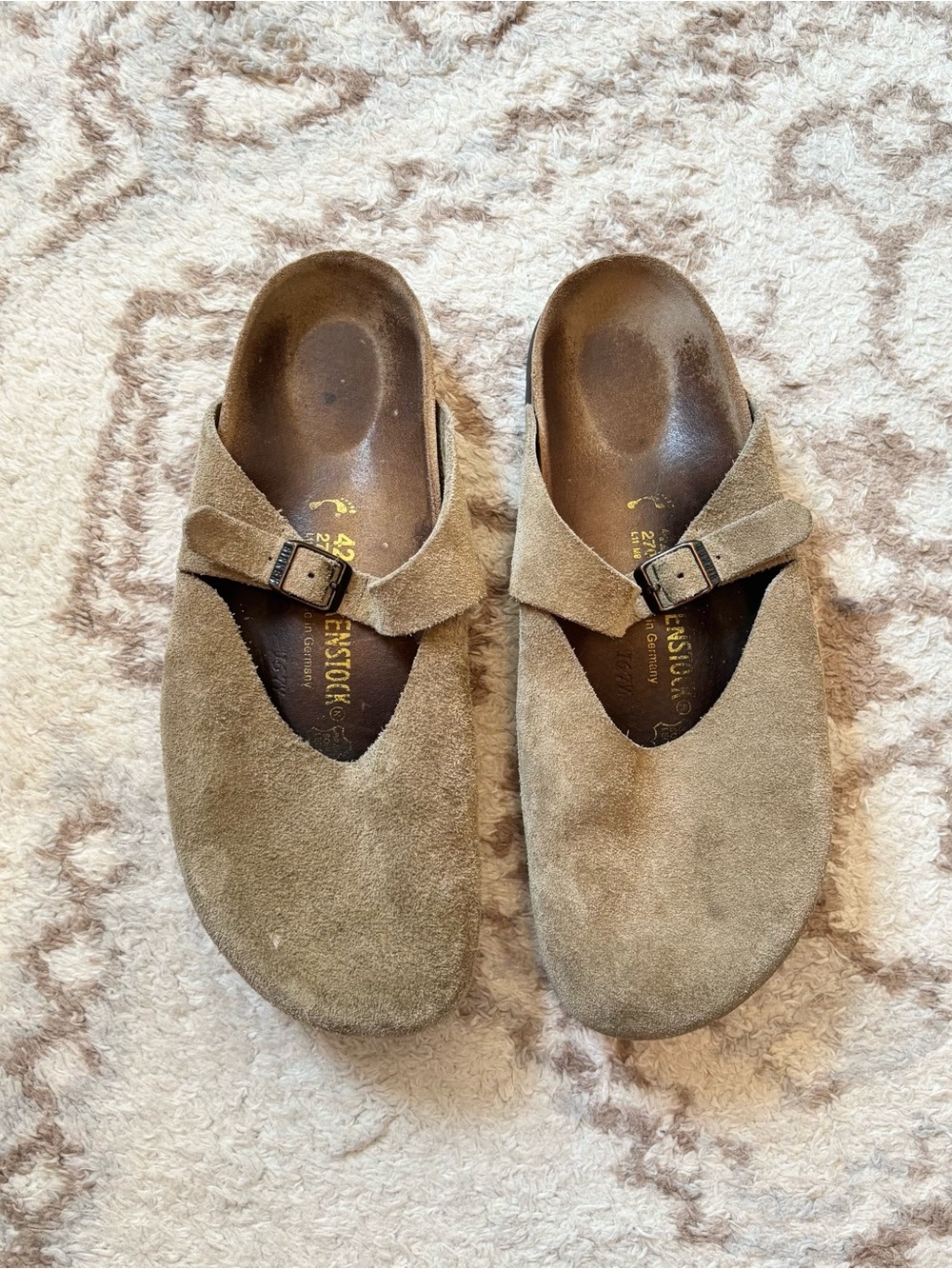 Birkenstock Rosemead Suede Mary Jane Clogs Slip On Shoes Round Toe Tan